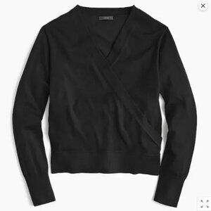 NWT J.Crew Size Merino wool faux-wrap sweater - black, H7146, size S